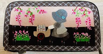 신상 산책 수짱 & 고양이 브라운 계열*핸드메이드*장지갑*자수