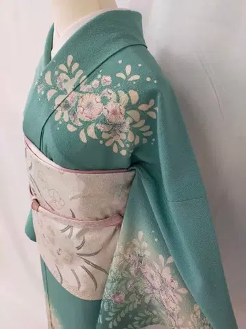 새상품급 순수 실크 이중 기모노 츠지 가 하나 호몬기 단품