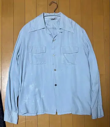 50s 레이온 셔츠 개버딘 셔츠 페이드 로카빌리 레이온 개버딘