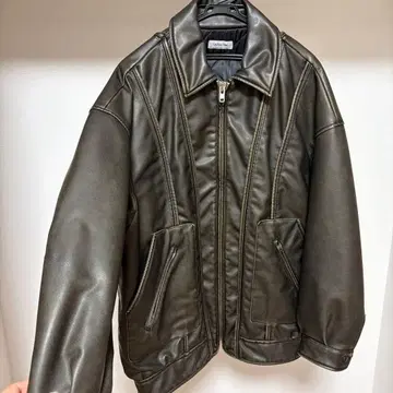 LAGUA GEM 다크 브라운 가죽 자켓