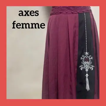 axes femme 자수 스커트 버건디 M 가을/겨울
