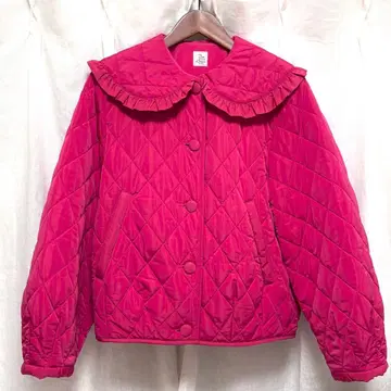 [ 익명 배송 ] 타프타 퀼팅 프릴 BIG 둥근 카라 블루종 차일드우먼