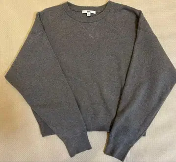 유니클로 스무스 코튼 크루넥 스웨터 그레이 M