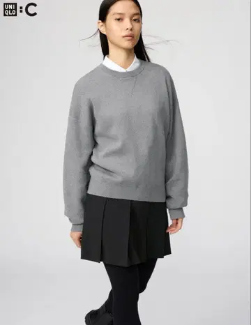 유니클로 스무스 코튼 크루넥 스웨터 그레이 M