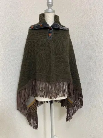 ETRO 케이블 니트 프린지 판초