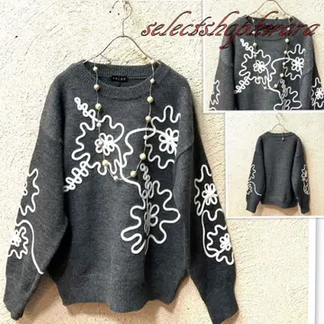 2025 신상 신축성 쫀득한 원단 코드 자수 니트 풀오버 F