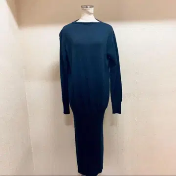 신존 긴팔 원피스 다크 네이비 울 THE SHINZONE