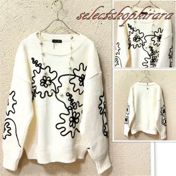 2025 신상 신축성 쫀득한 원단 코드 자수 니트 풀오버 F