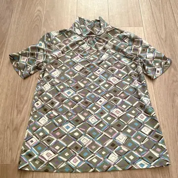 레리안 하이넥 반팔 티셔츠 기하학 패턴 일본제 9 평상복 오샤레