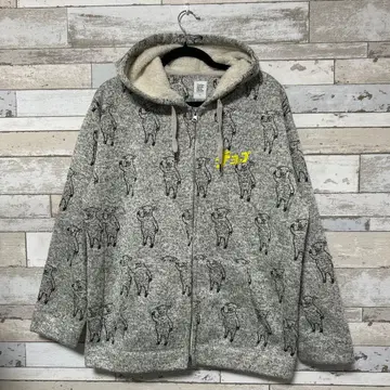 graniph 양 프린트 플리스 후드티 M