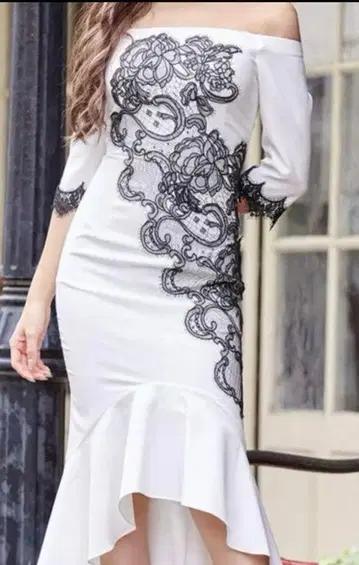 VANESSA HEART 바네사 하트 오프숄더 머메이드 드레스 S