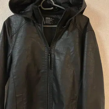 AZUL 아줄 블랙 페이크 가죽 자켓 후드 부착 L