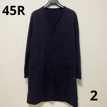 45R 풀 집업 롱 후드티 아우터 네이비 일본제