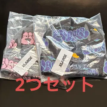 XLARGE 그래피티 니트 모자 그레이 블랙 2개 세트 비니