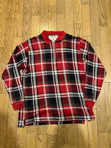 90's Eddie Bauer 체크 하프 지퍼 M