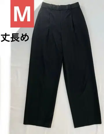 유니클로 턱 와이드 팬츠 긴 길이 블랙