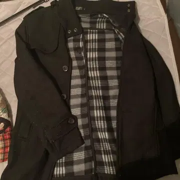 DOD 블랙 울 혼방 피코트