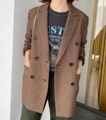 Spick & Span 링 트위드 더블 브레스트 자켓 사이즈/38