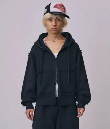 a2o 컷오프 후드 맨투맨 블랙 아오바군