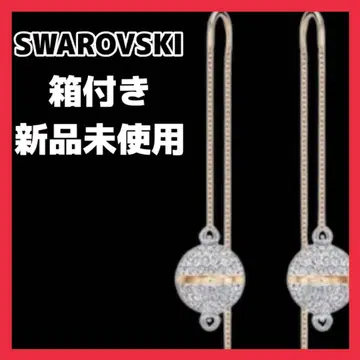 SWAROVSKI 스와로브스키 핑크 골드 크리스탈 롱 귀걸이