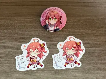 사쿠라 미코 스시로 캔뱃지+피크 2개