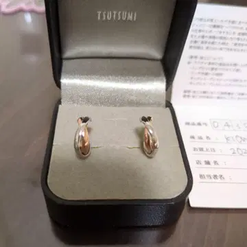 TSUTSUMI 트위스트 디자인 귀걸이 화이트 골드 & 핑크 골드