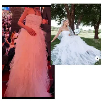 화이트 티어드 웨딩 드레스