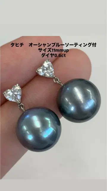 펄 귀걸이 11mm 타히티 오션 블루