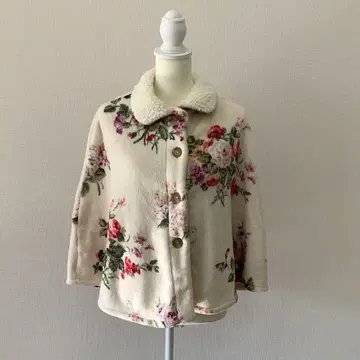 [ F ] 로라 애슐리 홈 꽃무늬 플리스 자켓 아이보리 케이프