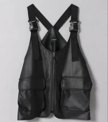 JEANASIS 가죽 베스트 포켓 워크 베스트 지나시스