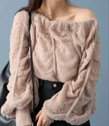 mystic 웨이브 시어 휘핑 니트 베이지