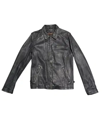 RIDEZ 블랙 가죽 싱글 라이더 자켓 XL