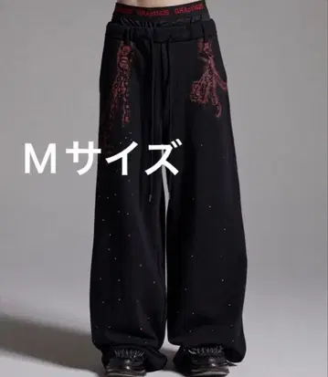 GRANCY 큐빅 디자인 레이어드 스웨트 팬츠 블랙 M