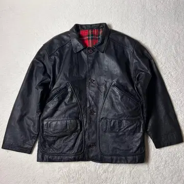 분위기 발군 천연 가죽 가죽 자켓 카 코트 타탄 체크 안감