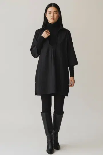 정가 20,000엔 블랙 셔츠 원피스 7부 소매