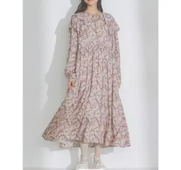 W 프릴 칼라 floral 원피스 merryjenny