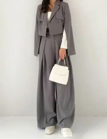 Heather 셋업 팬츠 그레이