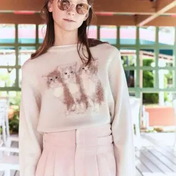 미백 퍼 퍼 니트 고양이