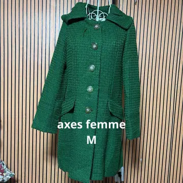 axes femme 그린 텍스처 롱 코트
