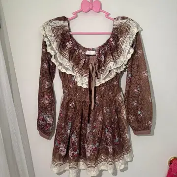 LIZLISA 구제 의류 미니 꽃무늬 꽃무늬 브라운 원피스 셋업 스커트