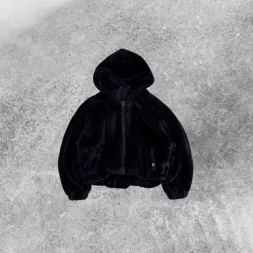 헤이세이 갸루 y2k 크롭 퍼 자켓 복슬복슬 지퍼 후디 블랙