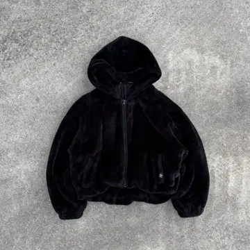 헤이세이 갸루 y2k 크롭 퍼 자켓 복슬복슬 지퍼 후디 블랙