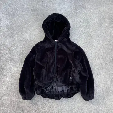 헤이세이 갸루 y2k 크롭 퍼 자켓 복슬복슬 지퍼 후디 블랙