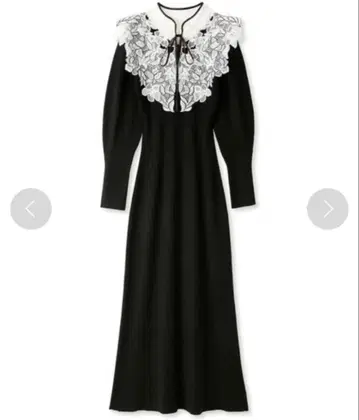 snidel 자수 칼라 도킹 원피스 블랙 스나이델