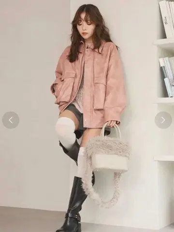 LILY BROWN 빈티지 가죽 블루종 PNK