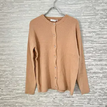 엘레가먼트 긴팔 가디건 겉옷 베이지 리브 면 혼방 오피스 깔끔한