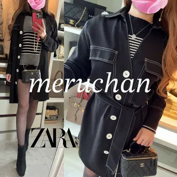 [ 새상품급 ] 코디 세트 배색 셔츠 원피스 자켓 & 리브 니트