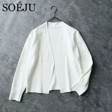 2722Z 소쥬 노카라 숏 니트 자켓 워셔블 화이트 L