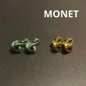 MONET 실버 골드 후프 귀걸이