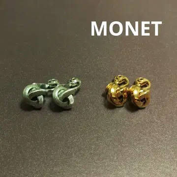 MONET 실버 골드 후프 귀걸이